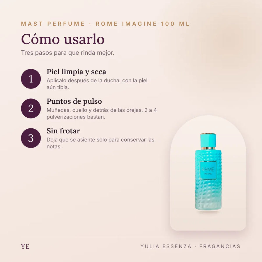 Cómo aplicar Mast Perfume Rome Imagine 100 ml