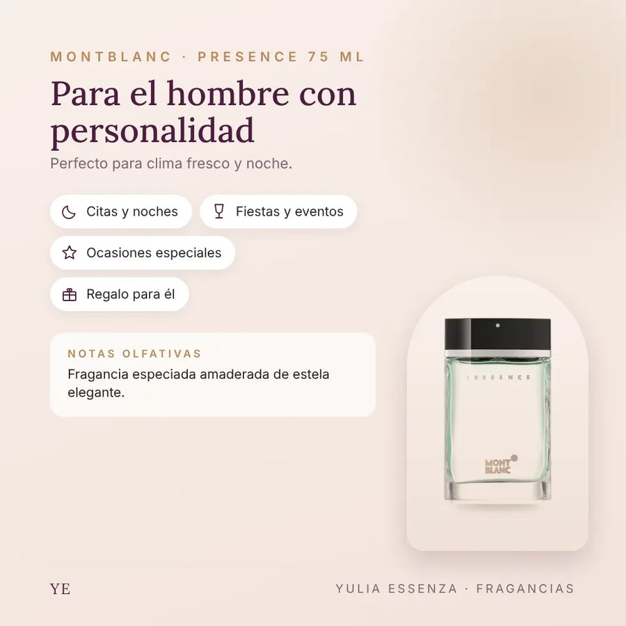 Montblanc Presence 75 ml: para quién es y ocasiones