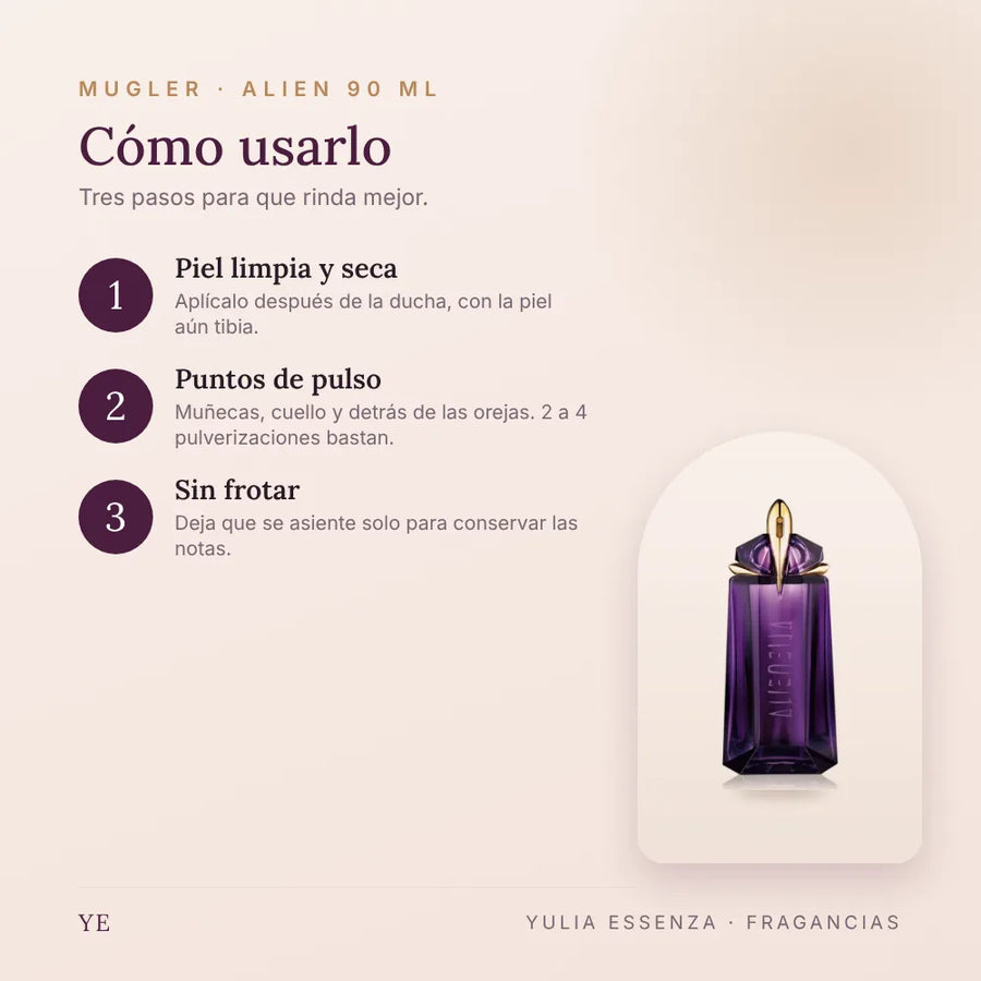 Cómo aplicar Mugler Alien 90 ml