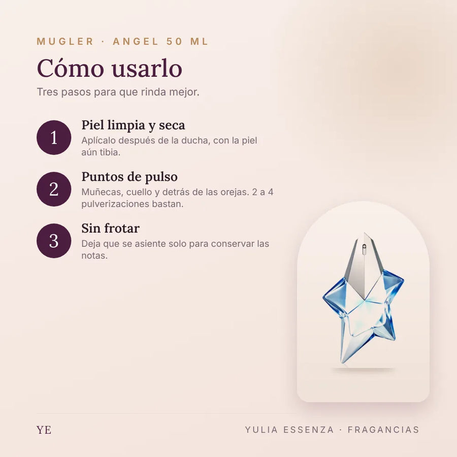 Cómo aplicar Mugler Angel 50 ml
