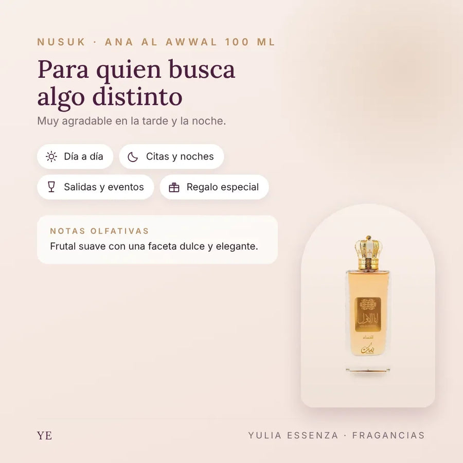 Nusuk Ana Al Awwal 100 ml: para quién es y ocasiones