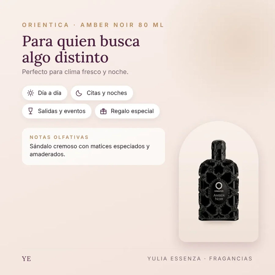 Orientica Amber Noir 80 ml: para quién es y ocasiones