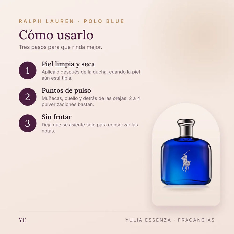 Cómo aplicar Ralph Lauren Polo Blue 125 ml