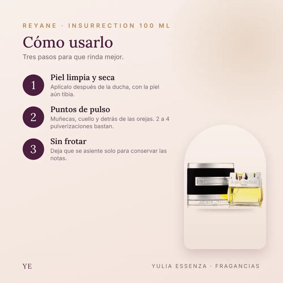 Cómo aplicar Reyane Insurrection 100 ml