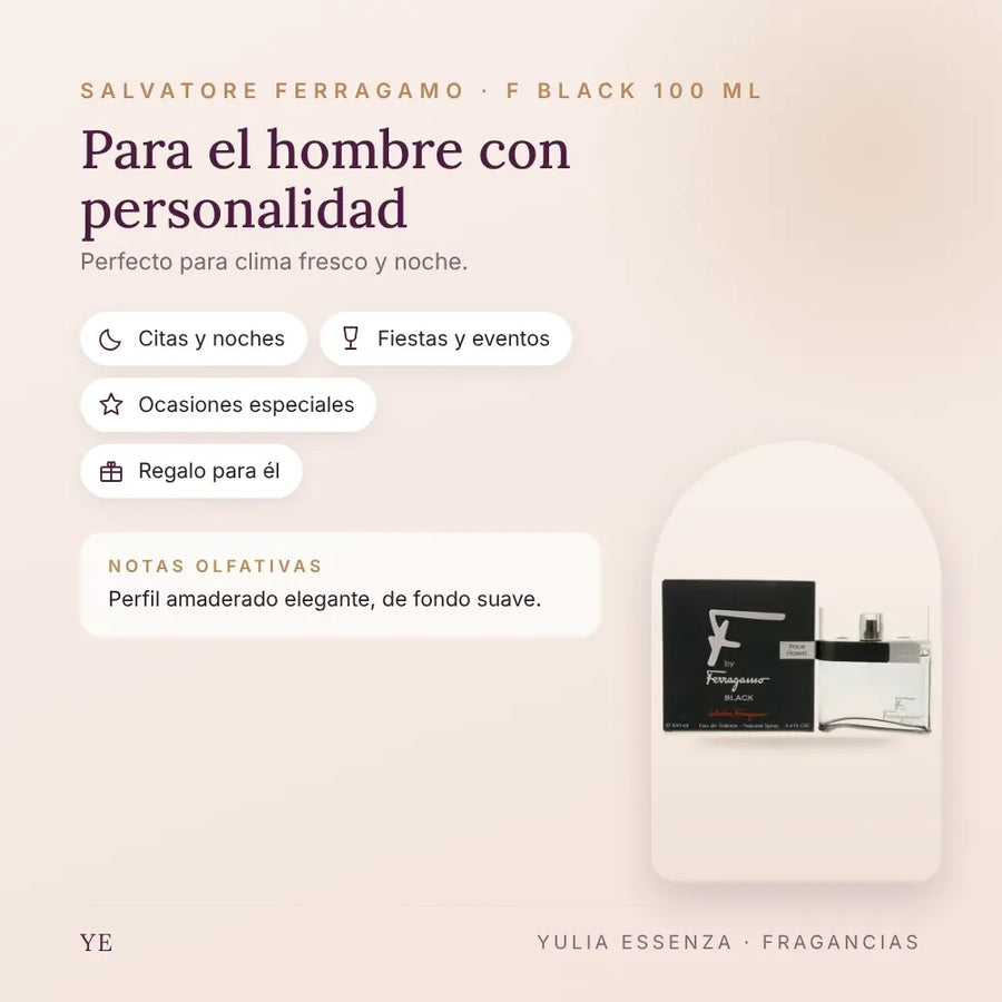 Salvatore Ferragamo F Black 100 ml: para quién es y ocasiones