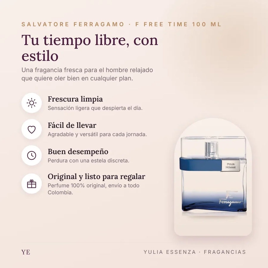 Salvatore Ferragamo F Free Time 100 ml original: beneficios y notas