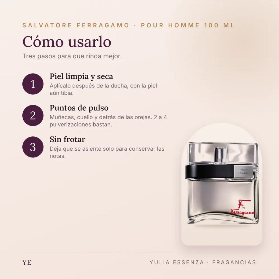 Cómo aplicar Salvatore Ferragamo Pour Homme 100 ml