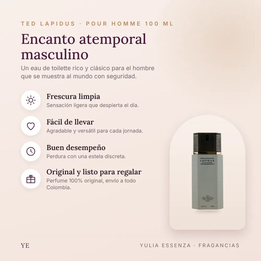 Ted Lapidus Pour Homme 100 ml original: beneficios y notas