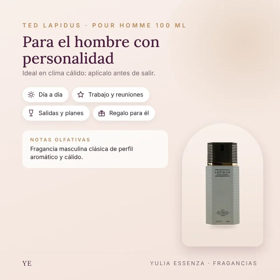 Ted Lapidus Pour Homme 100 ml: para quién es y ocasiones