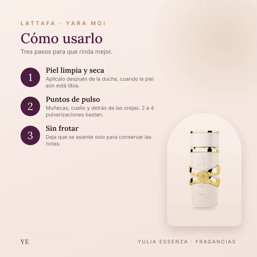 Cómo aplicar Lattafa Yara Moi
